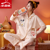 北极绒女可爱棉质长袖薄款夏季女士可外穿女士套装042-CXM-抽条开衫长袖