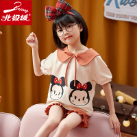 北极绒2021夏季可爱风女童短袖短裤童趣印花卡通圆领套装031-034-CXM-女童套装