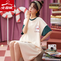 北极绒中长款女士夏季韩版棉短袖T恤网红可爱卡通0235-CXM-