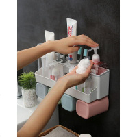 [新品推荐]4口之家牙刷架自动挤牙膏器套装刷牙杯架子牙刷置物架壁挂式神器放卫生间多功能