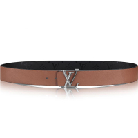 海外直邮LV路易威登男士腰带双面黑棕磨砂鈀飾面黃銅搭扣牛皮40毫米皮带M9346Q