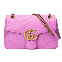 [海外直邮]GUCCI 古驰女包GG Marmont系列粉色中号绗缝链条包单肩包斜挎包