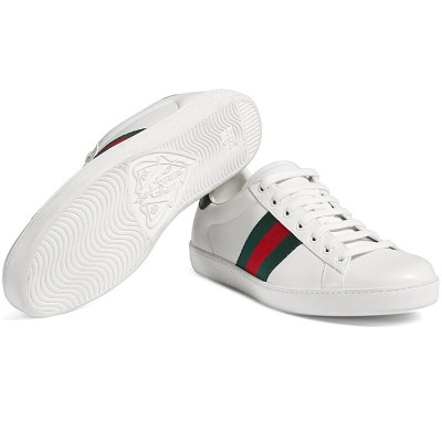 [海外直邮]GUCCI古驰男鞋Ace系列白色红绿条纹编织休闲鞋运动鞋386750 A38D0 9071