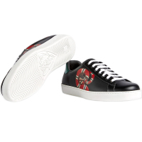 [海外直邮]GUCCI古驰男鞋Ace系列珊瑚蛇印花运动鞋男士黑色系带休闲鞋501309 0IF10 1182