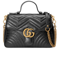[海外直邮]GUCCI古驰女包GG Marmont系列牛皮黑色小号手提包单肩包斜挎包498110 DTDIT 1000