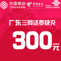 广东三网话费充值 300元 快充直充 24小时自动充值