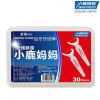 小鹿妈妈全齿牙线棒30支盒装 细滑牙线剔牙线后牙