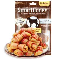 smartbones花生味迷你咬胶16支狗狗零食洁齿骨训练奖励泰迪幼犬迷你磨牙棒