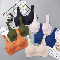 浅杏日本安心一片式无痕内衣深V聚拢女士胸罩无钢圈运动防震睡眠文胸