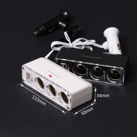 迈古(MG)多功能车载一分三点烟器 一拖三带usb电源转换器汽车充电器分插孔(默认发黑色)