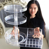 桌面梳妆台整理置物架简约抖音透明亚克力旋转化妆品收纳盒