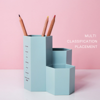 ins菱形创意笔筒多功能桌面收纳桶装饰摆件化妆刷收纳桶