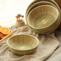 家用手工竹编盛馍放馒头筐竹篮厨房编织藤编收纳水果框子置物菜蓝
