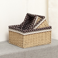 仿藤编篮桌面编收纳筐化妆品收纳盒布艺钥匙筐居家收纳框子