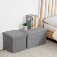 棉麻收纳凳子储物凳可坐沙小凳子长方形多功能收纳箱口换鞋凳