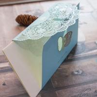 请帖婚庆蝴蝶花创意个性镂空纸质婚礼请柬欧式结婚喜帖蓝色