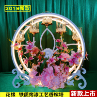 2019新款婚庆道具香槟塔花艺铁质欧式酒塔烛台两用光杯塔许愿台