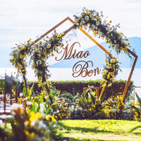 新款婚庆森系铁艺拱几何菱形拱婚庆道具背景装饰五边形拱