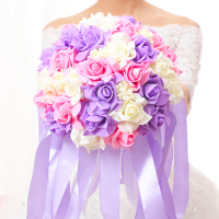 新娘仿真玫瑰手捧花 结婚花球婚纱照拍摄道具 婚礼花束 婚庆用品