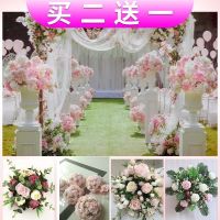 新款婚庆引路花花球婚礼布置道具仿真绢花罗马柱装饰路引花排