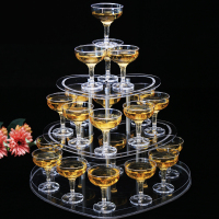 新款婚礼倒酒香槟塔婚庆道具三层心形亚克力酒塔架子婚礼酒台杯塔