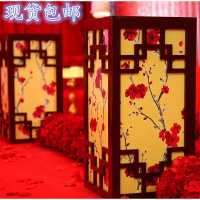 新款中式婚庆道具木棉花灯光路引婚礼t台摆件中国风梅花方柱路引