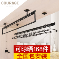 升降晾衣架阳台手摇双杆晾衣杆手动凉衣家用自动黑色晒衣架