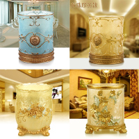 欧式非脚踏垃圾桶 创意客厅卫生间桌面收纳桶大号家用带盖筒