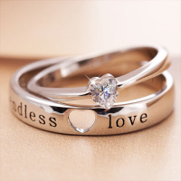 [情侣戒指一对装]韩版镀银戒指活口闺蜜戒指学生简约结婚对戒