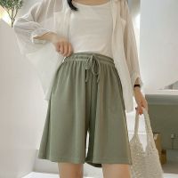 冰丝阔腿大码短裤女夏五分裤2021年户外休闲裤新款高腰阔腿裤垂感休闲中裤串得起