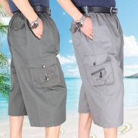 中年男士棉短裤爸爸装夏季薄款中老年宽松大码中裤串得起