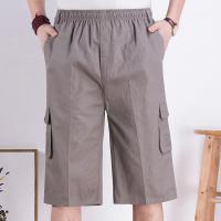 夏季中老年男士棉短裤爸爸装休闲马裤口袋宽松中裤外穿大裤衩串得起