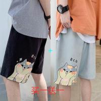 夏季薄款卡通冰丝短裤男士宽松大码直筒五分裤潮流运动沙滩休闲裤串得起
