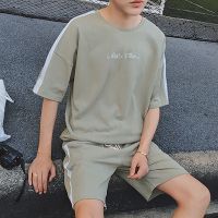 2020夏季男生休闲运动T恤套装潮流韩版青少年夏天短袖短裤一套薄串得起