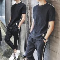 夏季套装男短袖T恤2021新款休闲运动衣服一套韩版修身帅气两件套串得起