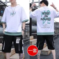 高中初中学生短袖T恤男夏季套装青少年男装男孩大童帅气运动夏装串得起