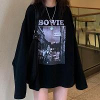 新款秋季黑色长袖韩版女学生宽松薄款上衣2021打底衫显瘦insT恤衫串得起