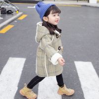 女童外套秋冬装新款加厚洋气格子中长款风衣潮串得起