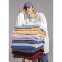 圆领卫衣男秋冬季加绒加厚潮流宽松套头上衣情侣百搭纯色无帽外套串得起