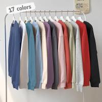 圆领卫衣男2021新款宽松情侣装春秋款ins潮流纯色无帽薄款衫Y串得起