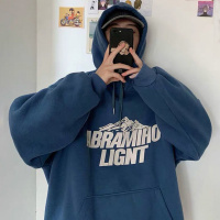 男士卫衣连帽秋冬新款宽松长袖T恤男女通款bf风落肩外套串得起