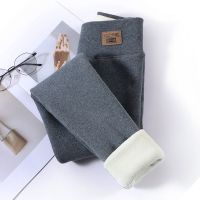 加绒打底裤女秋冬季外穿加厚高腰一体东北特厚羊羔绒保暖灰色棉裤串得起