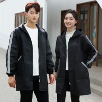 防水围裙工作服耐脏加绒罩衣女外穿车间不粘毛工地连帽防雨反光条串得起