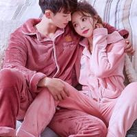 情侣睡衣秋冬季韩版情侣睡衣秋冬季长袖套装家居服套装男女加厚法兰绒珊瑚绒冬季 串得起