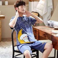 短袖短裤睡衣男士夏季学生青少年两件套装大童卡通薄款家居服串得起