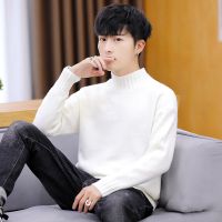毛衣男加绒加厚半高领针织衫纯色青年保暖打底衫潮串得起