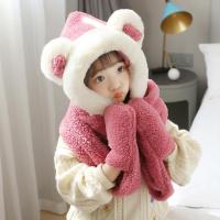 儿童帽子围巾手套三件套一体秋冬可爱超萌男童女童护耳围脖帽小孩串得起