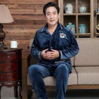 中老年法兰绒睡衣男士秋冬季加厚男款加肥加大码男睡衣家居服套装串得起
