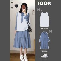 单/套装2021春秋季新款女学生韩版网红小清新马甲+连衣裙女两件套串得起