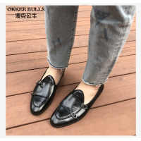 OKKER BULLS澳克公牛男鞋英伦风牛皮亮面透气孟克鞋乐福鞋男鞋男士正装皮鞋僧侣鞋韩版皮鞋男